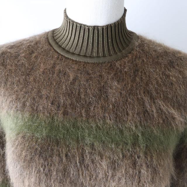 HERMES - 未使用品★正規品 2022年 エルメス シルク×モヘア×カシミヤ ハイネック 長袖 ニット／トップス レディース 36 ブラウン系 伊製 タグ付き 未使用品☆正規品 2022年 エルメス シルク×モヘア×カシミヤ