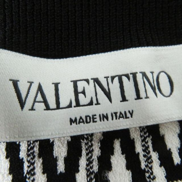 極美品◎正規品 2021年 イタリア製 VALENTINO ヴァレンティノ ポケット付き フロントZIP 半袖 ワンピース ブラック×ホワイト V総柄 M ひざ丈
