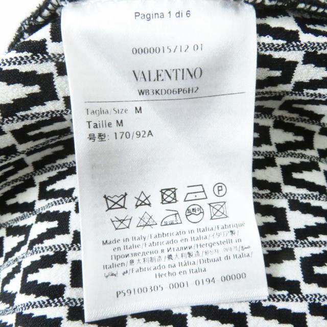 極美品◎正規品 2021年 イタリア製 VALENTINO ヴァレンティノ ポケット付き フロントZIP 半袖 ワンピース ブラック×ホワイト V総柄 M ひざ丈