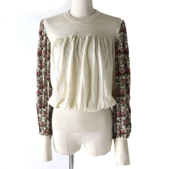 【ドンドン見直し】未使用△正規品 LOUIS VUITTON ルイヴィトン 19AW 袖フローラルプリント ウール×カシミヤ×シルク ニット S