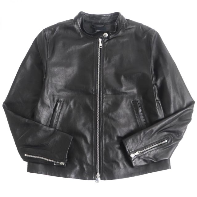 極美品□EMMETI/エンメティ FAY スタンドカラー WZIP ラムスキン シングルライダース/レザージャケット ブラック 42 イタリア製 正規品の通販は