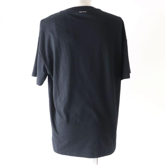 未使用品★正規品 MIUMIU ミュウミュウ MJN213 20SS フラワーペイント クルーネック 半袖 Tシャツ／トップス  黒×マルチ XS 伊製 タグ付 MIU MIU - 未使用品☆正規品 MIUMIU ミュウミュウ MJN213 20SS