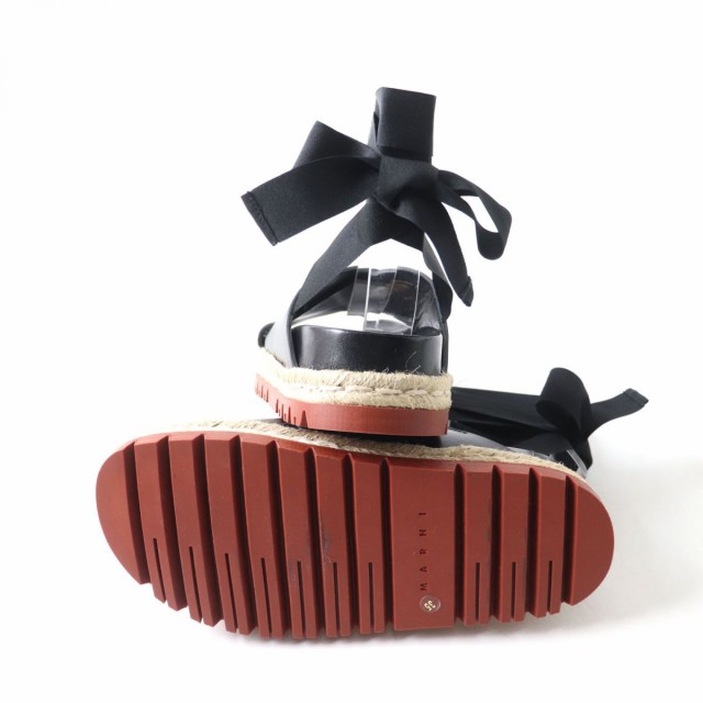 未使用品★定価94600円 MARNI マル二 アンクルリボン レザー サンダル レディース ブラック 黒 35 イタリア製 箱・保管袋付き エレガント◎の通販は