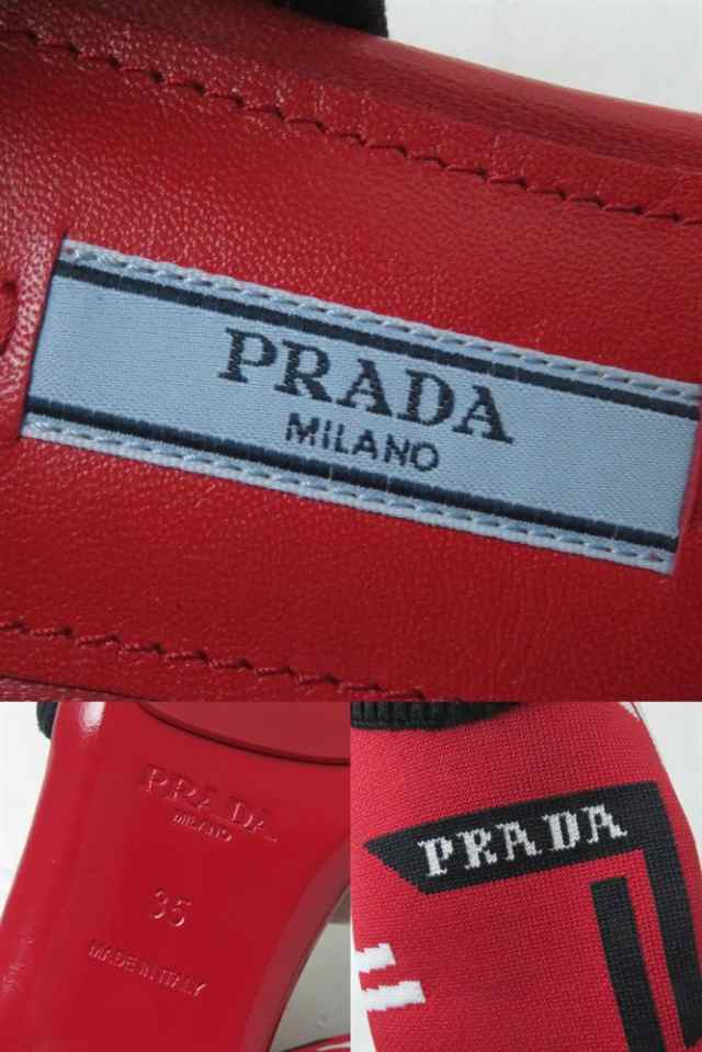 未使用品☆PRADA　プラダ　1Y444L　ジャガード　ソックス　ニット　フラットサンダル　レッド　赤　レディース　35　イタリア製　箱付き｜au  PAY マーケット