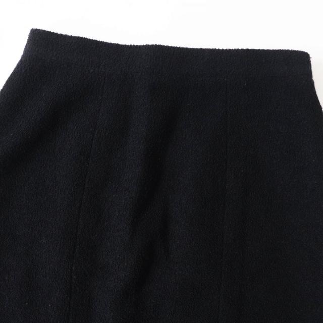 美品◎正規品 フランス製 CHANEL シャネル 08C P32374 レディース 単色ツイード 台形スカート／ミニスカート ブラック 黒 36 裏地シルク
