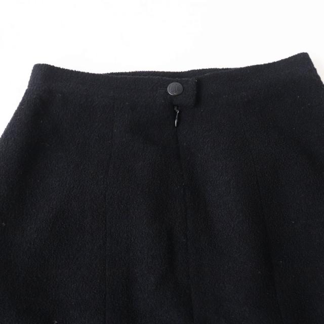 美品◎正規品 フランス製 CHANEL シャネル 08C P32374 レディース 単色ツイード 台形スカート／ミニスカート ブラック 黒 36 裏地シルク