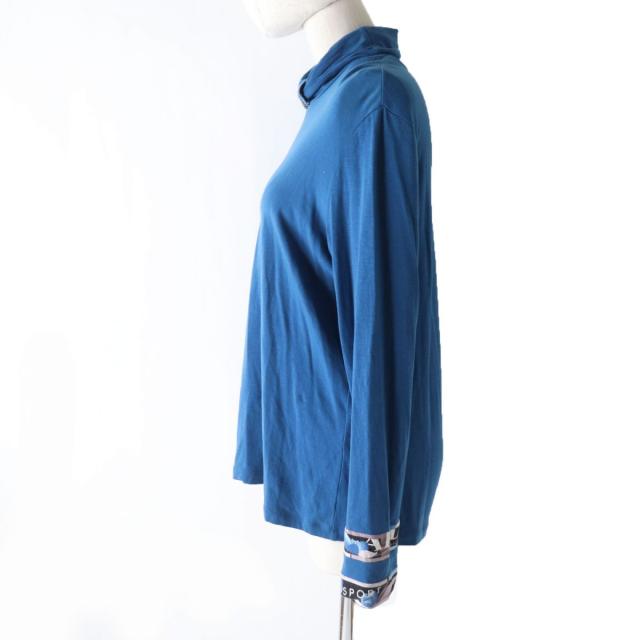 【ドンドン見直し】美品☆正規品 レオナール スポーツ ハイネック/7分袖 トップス 2点セット ブルー系/マルチ 42/42 レディース 日本製 ドンドン見直し】美品☆正規品 レオナール スポーツ ハイネック/7分袖