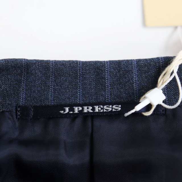 未使用品●定価143000円 J.PRESS ジェイプレス PIACENZA社製生地 ウール×シルク ストライプ シングルスーツ/セットアップ 紺  34L 正規品｜au PAY マーケット