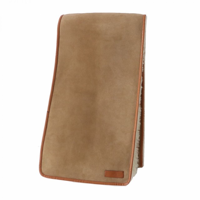 極美品◎正規品 フランス製 HERMES エルメス レザートリミング ムートン ショール／マフラー 24×183cm ブラウン 茶 定価550000円 箱付きの通販は