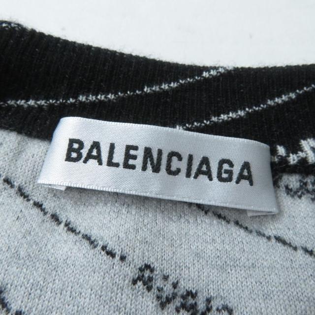 バレンシアガ BALENCIAGA ボタンデザイン ストライプ ニット セーター アイボリー 黒 ブラック ■GY41 中古・古着通販】BALENCIAGA (バレンシアガ) フロントタグニット