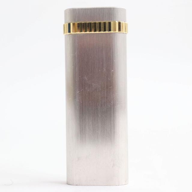 美品●Cartier カルティエ オーバル ヘアライン ローラー式 ガスライター シルバー×ゴールド スイス製 メンズ 着火確認済みの通販は