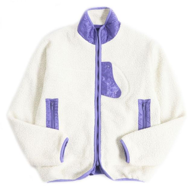 【ドンドン見直し】極美品□21SS ディオール オム 113J405A0678 オブリーク サドルポケット リバーシブル フリースジャケット 白×紫 S
