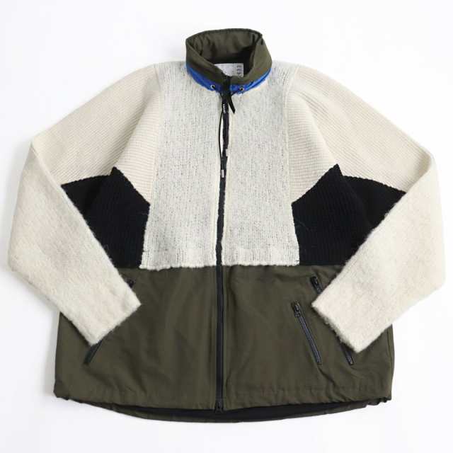 未使用品●21AW sacai サカイ Wool Knit Hoodie 21-02633M アルパカ混 マルチパターン フード付 ドッキングフーテッドジャケット 2 正規