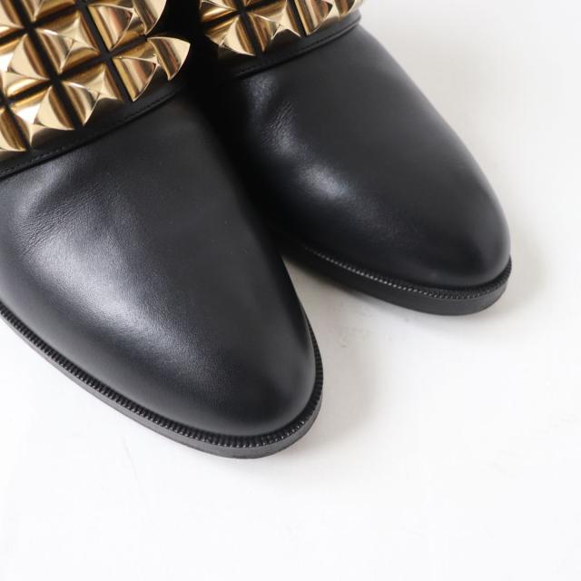 美品★名作◎ エルメス メドール コリエドシアン レザー ショートブーツ／アンクルブーツ 黒 ゴールド金具 35 1/2 袋_7