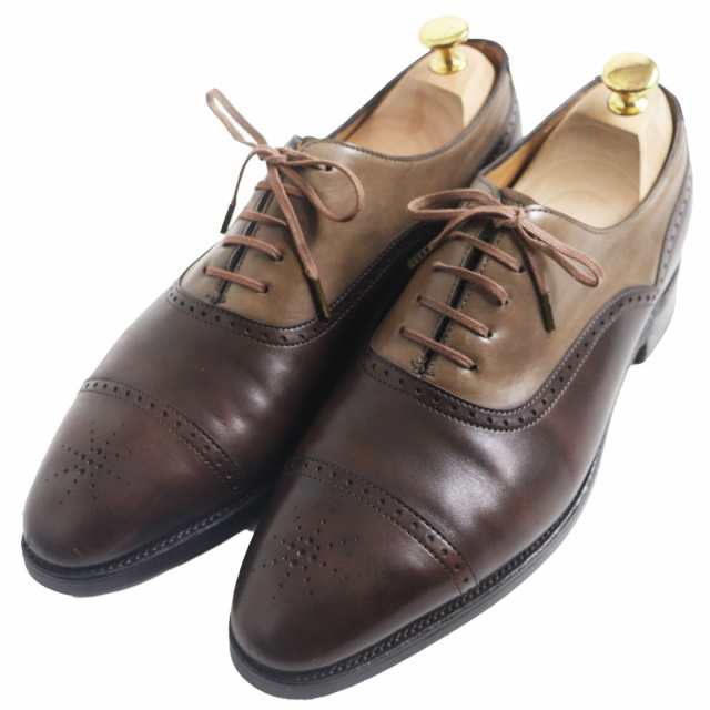 美品●JOHN LOBB ジョンロブ TOWCESTER/トゥチェスター 7000ラスト セミブローグ メダリオン レザーシューズ ブラウン系 7 1/2E 英国製