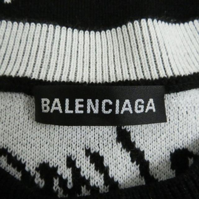 極美品□2020年製 BALENCIAGA/バレンシアガ 625984 ウール ジャガードロゴ オーバーサイズ 長袖ニット/セーター ブラック XS 伊製 正規品 極美品□2020年製 BALENCIAGA/バレンシアガ 625984 ウール ジャガード
