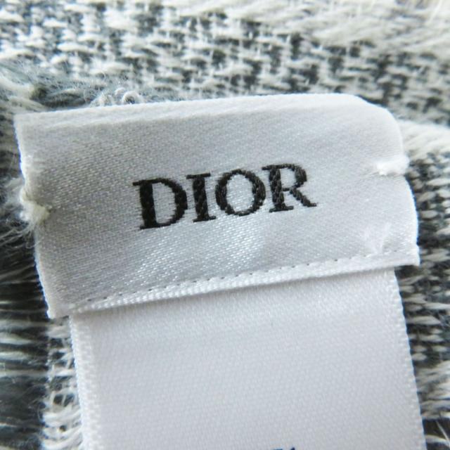 極美品◎正規品 イタリア製 DIOR ディオールオム メンズ カシミヤ×シルク ストール／ショール／マフラー ホワイト×グレー チェック柄の通販は