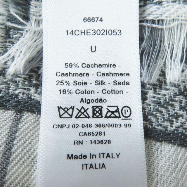 極美品◎正規品 イタリア製 DIOR ディオールオム メンズ カシミヤ×シルク ストール／ショール／マフラー ホワイト×グレー チェック柄の通販は