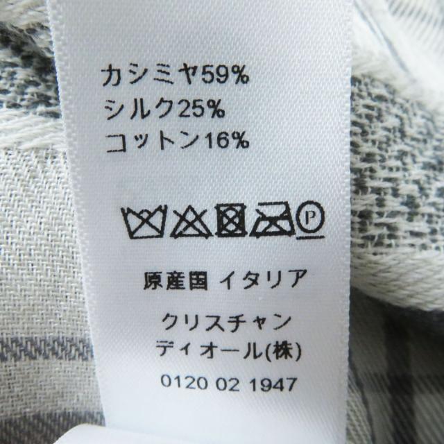 極美品◎正規品 イタリア製 DIOR ディオールオム メンズ カシミヤ×シルク ストール／ショール／マフラー ホワイト×グレー チェック柄の通販は