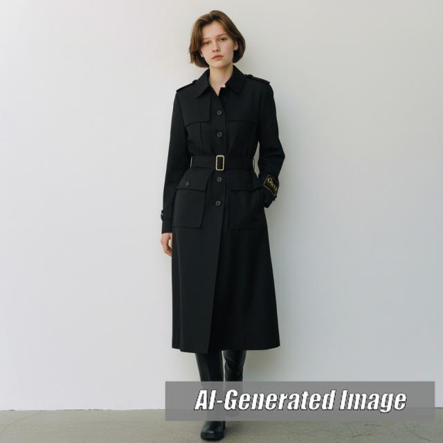 極美品★2020年 正規品 GUCCI グッチ 619324 ビジュー装飾 裏地GG柄 ロング丈 ベルテッドコート レディース 黒 伊製_1