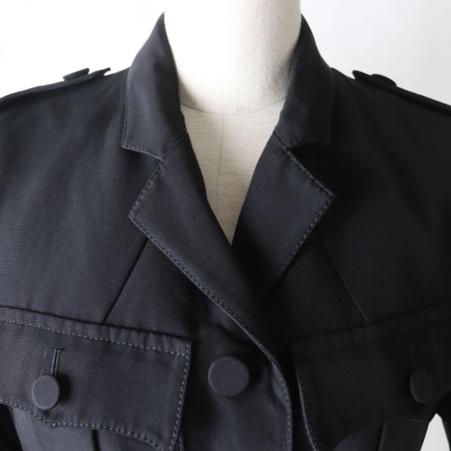 極美品★2020年 正規品 GUCCI グッチ 619324 ビジュー装飾 裏地GG柄 ロング丈 ベルテッドコート レディース 黒 伊製_4