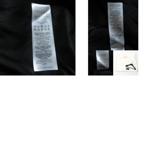 極美品★2020年 正規品 GUCCI グッチ 619324 ビジュー装飾 裏地GG柄 ロング丈 ベルテッドコート レディース 黒 伊製_9