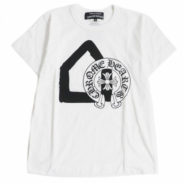 美品□クロムハーツ×コムデギャルソン DOVER STREET MARKET ホースシュー ロゴプリント 半袖Tシャツ/カットソー ホワイト M 日本製 正規