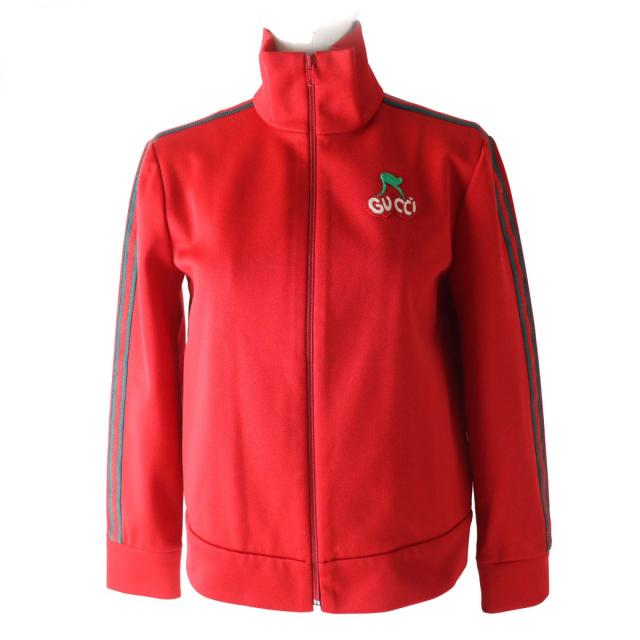 極美品△正規品 GUCCI グッチ 625025 チェリーピケ トラックジャケット／ジップジャケット レディース レッド×グリーン XS イタリア製の通販は