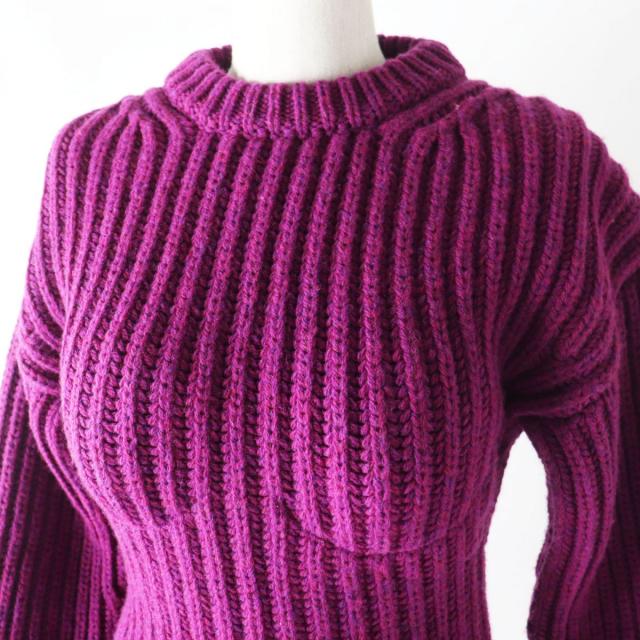 未使用品◎正規品 伊製  プラダ 22SS P24Q1L レディース シェットランド ウール クルーネック セーター／プルオーバー 紫 38 定価297000円 未使用品◎正規品 伊製 プラダ 22SS P24Q1L レディース シェットランド