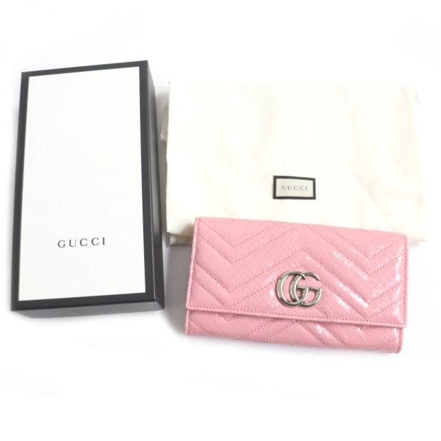 GUCCI グッチ GGマーモント パイソン ピンク 2つ折り財布 ウォレット