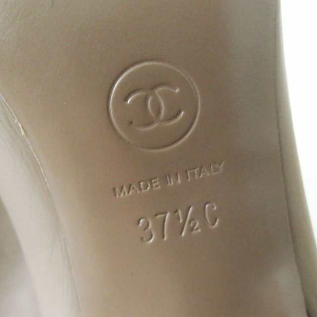 美品◎イタリア製 CHANEL シャネル G36438 レディース ココマーク レザーロングブーツ バイカラー グレージュ系×ブラック 37 1／2 箱付きの通販は