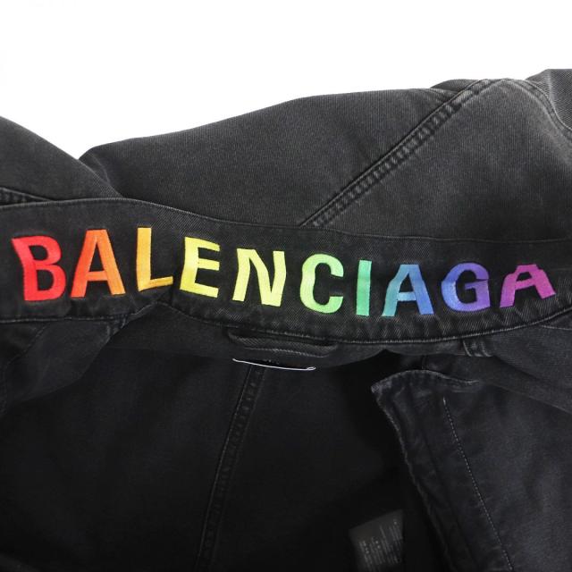 美品□18AW BALENCIAGA/バレンシアガ 571450 レインボーロゴ刺繍