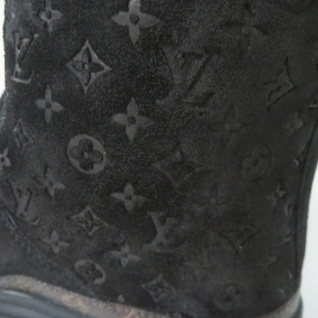 極美品☆LOUIS VUITTON ルイヴィトン スノーボール・ライン モノグラム フラット ムートンブーツ/ロングブーツ ブラック 35 イタリア製 極美品☆LOUIS VUITTON ルイヴィトン スノーボール・ライン モノグラム