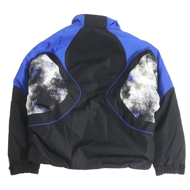 極美品□20SS ルイヴィトン 1A63FQ モノグラム スプレー WZIP パテッドブルゾンジャケット 黒×青 48 伊製 正規品_4