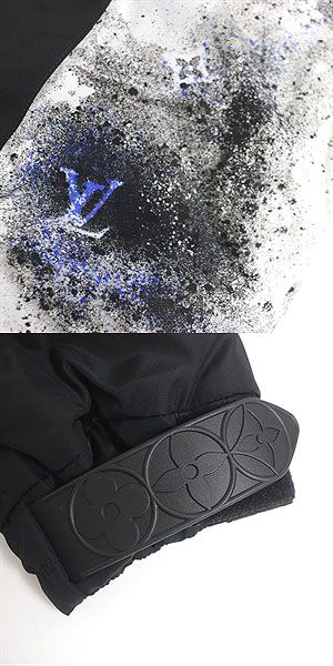 極美品□20SS ルイヴィトン 1A63FQ モノグラム スプレー WZIP パテッドブルゾンジャケット 黒×青 48 伊製 正規品_5