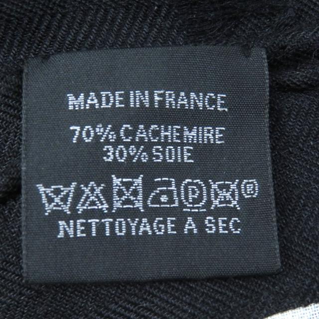 極美品 HERMES エルメス ビッグHロゴ カシミヤ シルク 大判 ストール ショール ブラック ホワイト カーキ フランス製 レディースの通販は