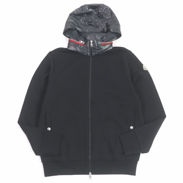 未使用品 MONCLER モンクレール 23SS FELPA CON ZIP コットン フード入り ロゴワッペン ブルゾン ジップジャケット パーカー ブラック S