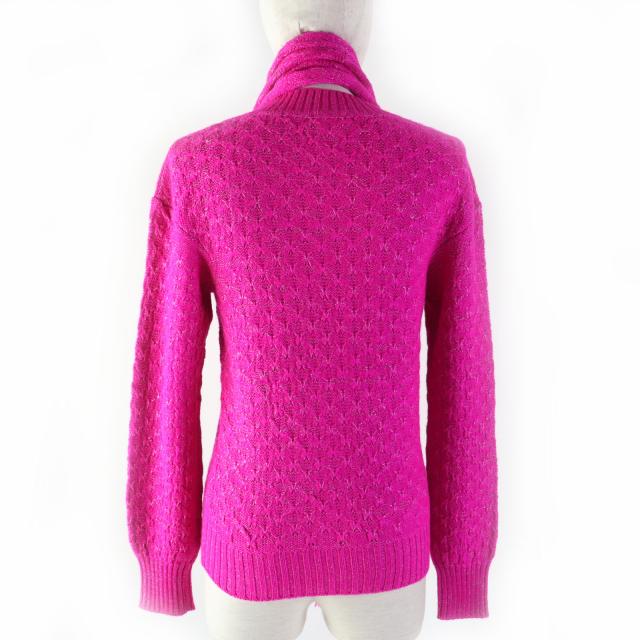 CHANEL - 極美品 CHANEL シャネル P44135 アルパカ混 ココマーク・ストール付 クルーネック 長袖 デザインニット ピンク 36 イタリア製 正規品 レディース 極美品 CHANEL シャネル P44135 アルパカ混 ココマーク