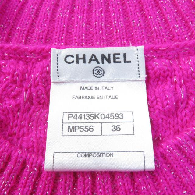 極美品 CHANEL シャネル P44135 アルパカ混 ココマーク・ストール付 クルーネック 長袖 デザインニット ピンク 36 伊製 正規品 レディース 極美品 CHANEL シャネル P44135 アルパカ混 ココマーク・ストール付