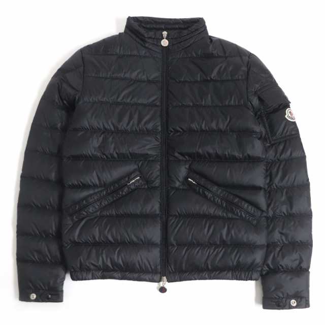 極美品□MONCLER モンクレール AGAY GIUBBOTTO ナイロン ダウン WZIP ロゴワッペン ライト ダウンジャケット ブラック 0 正規品 メンズ