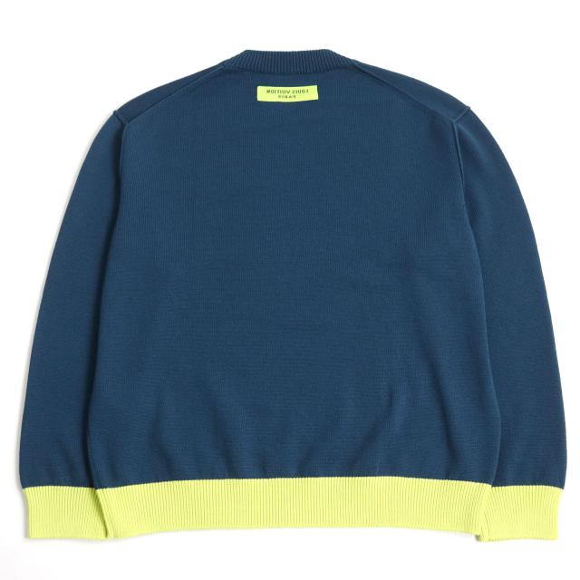 極美品 ルイヴィトン 22AW HNN02W LVロゴ刺 シグネチャークルーネックニットセーター ブルー イエロー M イタリア製 正規品 メンズ 極美品 ルイヴィトン 22AW HNN02W LVロゴ刺 シグネチャークルーネック