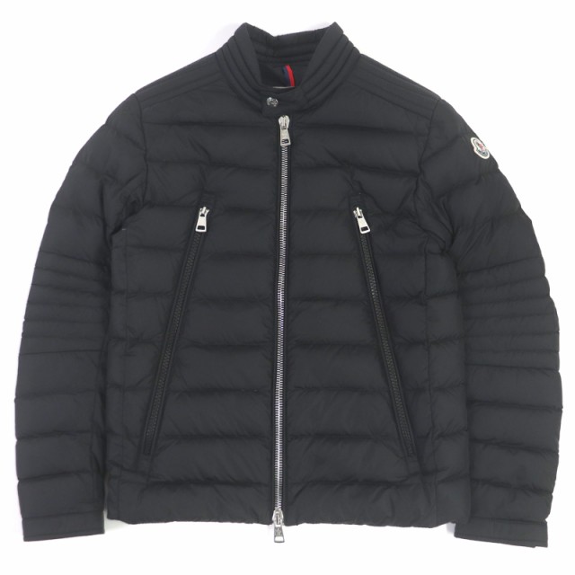 美品 MONCLER モンクレール 21-22AW AMIOT ダブルジップ ロゴワッペン パフィージャケット ダウンジャケット ブラック 0 正規品 メンズ