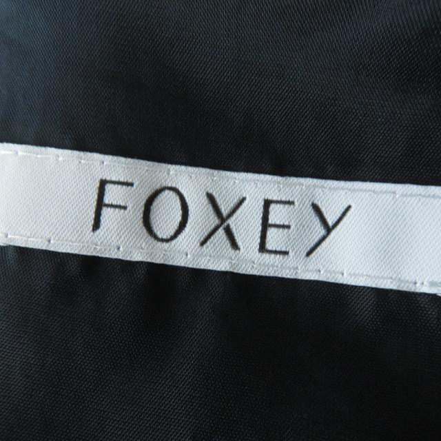 極美品 FOXEY フォクシー 39335 ミッドナイトブルー 袖スパンコール付フリル ノースリーブ ドレス ワンピース 38 日本製 正規 レディース_8