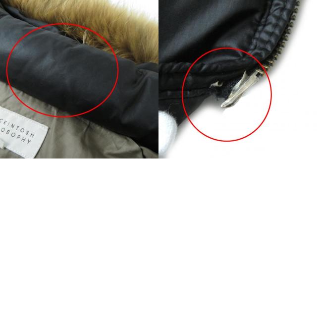 良品 MACKINTOSH PHILOSOPHY マッキントッシュフィロソフィー ファー・フード付き ブルゾン ダウンジャケット 黒系 38 正規品 レディースの通販は