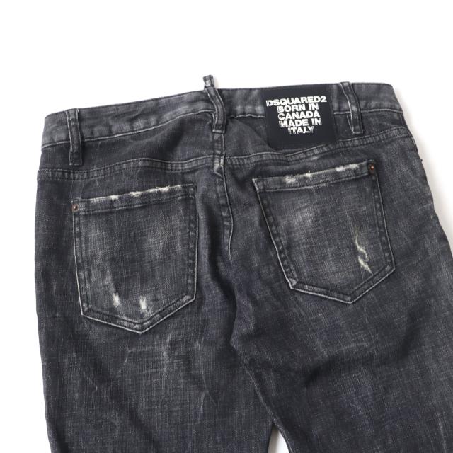 美品 ディースクエアード S75LB0264 裾ZIP ロゴワッペン付 クラッシュ