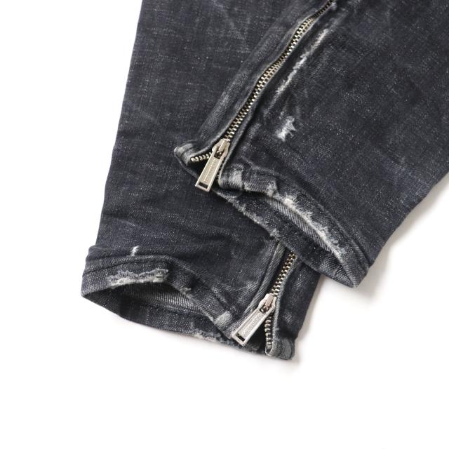 美品 ディースクエアード S75LB0264 裾ZIP ロゴワッペン付 クラッシュ