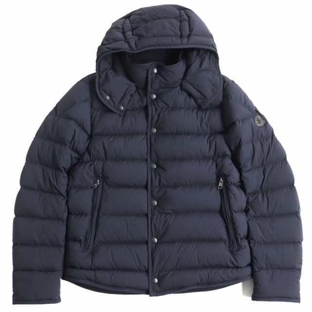 極美品 MONCLER モンクレール NAZAIRE ナザーレ レザーロゴワッペン・フード付き ダウンジャケット ネイビー 3 メンズ