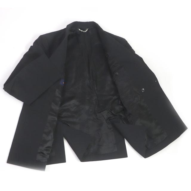 美品 LOUIS VUITTON ルイヴィトン 19AW モノグラムエンボス ピークドラペル ダブルブレスト スーツ ブラック 48 伊製 正規品 メンズ