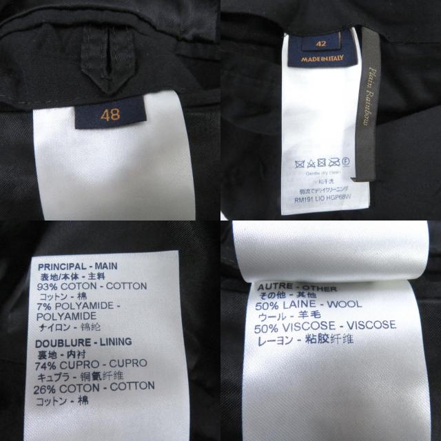 美品 LOUIS VUITTON ルイヴィトン 19AW モノグラムエンボス ピークドラペル ダブルブレスト スーツ ブラック 48 伊製 正規品 メンズ