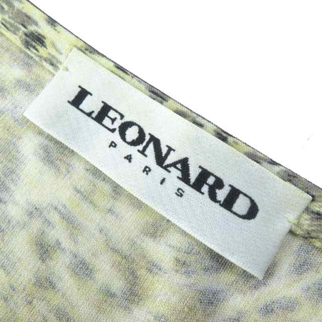 良品 LEONARD レオナール シルク100％ レオパード柄 ヒョウ柄 長袖 トップス チュニック ワンピース ベージュ系 38 伊製 正規 レディースの通販は